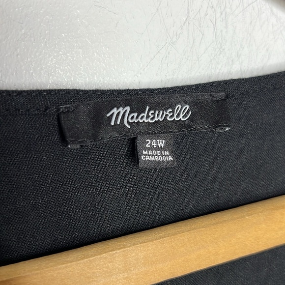 MADEWELL Linen Blend Ruffle Button Front Black Sleeveless Blouse Plus Size Top - Picture 8 of 11